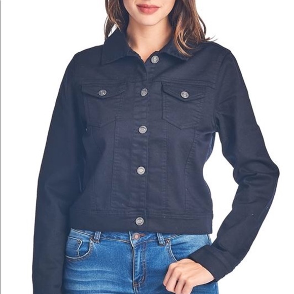 NWOT Black Denim Jacket 1 size Small left - Picture 3 of 8